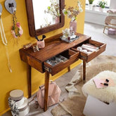 ONIJA Solid Sheesham Wood Study Table with 2 Drawers Writing Desk Wooden Laptop Table Multipurpose Workstation for Study Room Home and Office (Honey Finish)